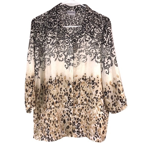 Pretty Semi-Sheer Mixed Floral Print, Size 1X - Picture 8 of 8